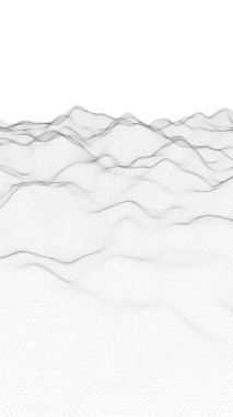 Beyaz arka planda soyut manzara. Siber uzay şebekesi. merhaba teknoloji ağı. Alan derinliği. 3d illüstrasyon