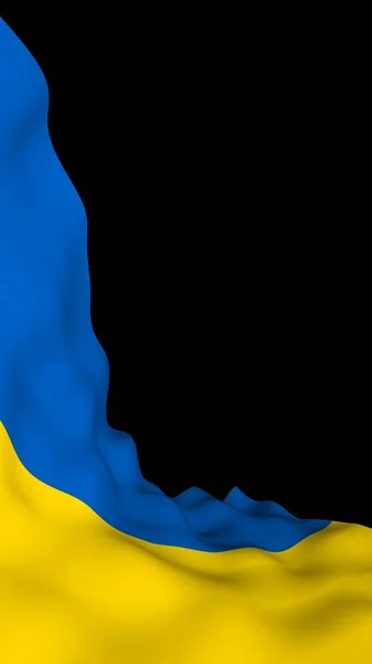 Die Fahne der Ukraine auf dunklem Hintergrund. Nationalflagge und Staatsfahne. blau und gelb zweifarbig. 3d Illustration Flagge schwenken — Stockfoto