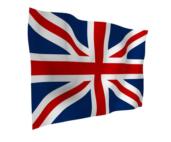 Bandeira acenando da Grã-Bretanha. Bandeira britânica. Reino Unido da Grã-Bretanha e Irlanda do Norte. Símbolo estatal do Reino Unido. Ilustração 3D — Fotografia de Stock