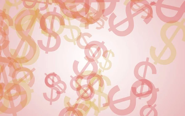 Signos de dólar translúcidos multicolores sobre fondo blanco. Tonos rojos. Ilustración 3D — Foto de Stock