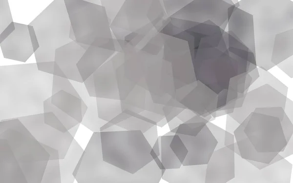 Graue, durchscheinende Sechsecke auf weißem Hintergrund. Grautöne. 3D-Illustration — Stockfoto