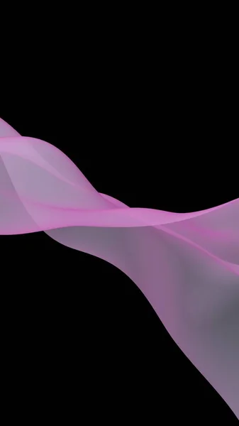 Abstracte roze golf. Helder roze lint op zwarte achtergrond. Roze sjaal. Abstracte rook. Achtergrond van raster lucht. 3D-illustratie — Stockfoto