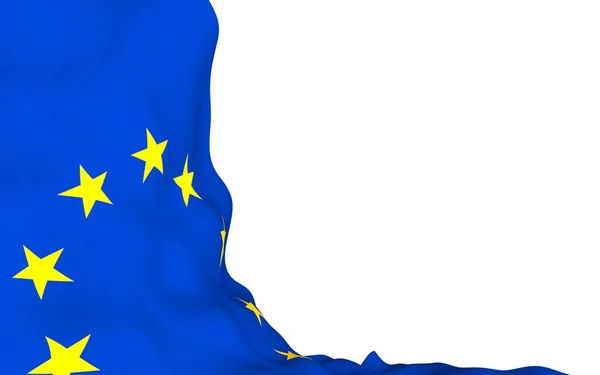 Mírně vlnící se vlajka Evropské unie izolovaná na bílém pozadí, 3D vykreslování. Symbol Evropy. 3D ilustrace — Stock fotografie