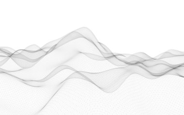 Beyaz arka planda soyut manzara. Siber uzay şebekesi. merhaba teknoloji ağı. Alan derinliği. 3d illüstrasyon