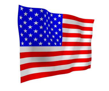 Amerika Birleşik Devletleri bayrağı sallıyor. Yıldızlar ve Çizgiler. ABD 'nin devlet sembolü. 3B illüstrasyon