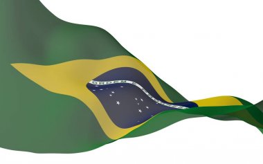 Brezilya bayrağı sallayarak. Ordem e Progresso. Sipariş ve ilerleme. Rio de Janeiro. Güney Amerika. Devlet sembolü. 3D çizim
