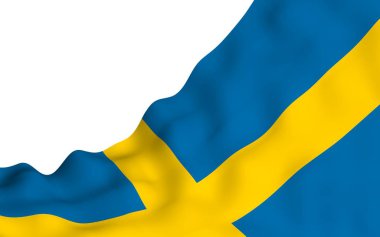 İsveç bayrağı. İsveç Krallığının resmi devlet sembolü. Bayrağın kenarlarına kadar uzanan sarı İskandinav haçı olan mavi bir tarla. 3d illüstrasyon