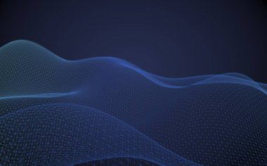 Mavi arka planda soyut manzara. Siber uzay şebekesi. merhaba teknoloji ağı. 3d teknoloji illüstrasyon. Alan derinliği. 3d illüstrasyon