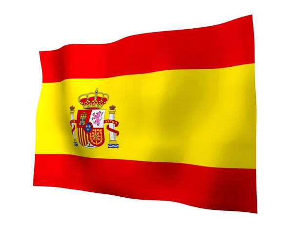 La bandera de España. Símbolo estatal oficial del Reino de España. Concepto: web, páginas deportivas, cursos de idiomas, viajes, elementos de diseño. ilustración 3d — Foto de Stock