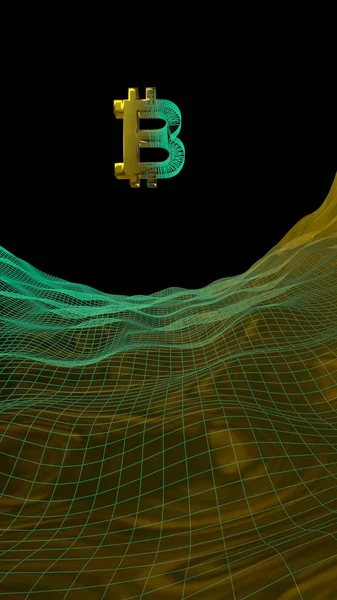 Digital currency, golden symbol Bitcoin on abstract dark background. Growth of the crypto currency market. Business, finance and technology concept. 3D illustration