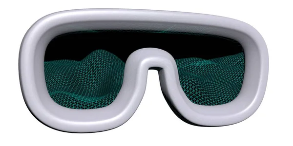 Maska virtuální reality ilustrace na bílém pozadí. Koncepce technologie brýlí. 3D ilustrace — Stock fotografie