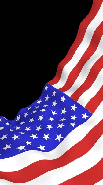 Κυματιστή σημαία των Ηνωμένων Πολιτειών της Αμερικής σε σκοτεινό φόντο. Αστέρια και Ρίγες. Κρατικό σύμβολο των ΗΠΑ. 3D απεικόνιση — Φωτογραφία Αρχείου