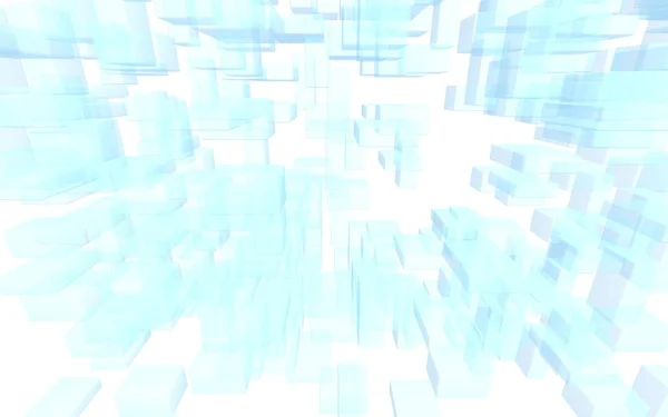 Fundo digital e tecnológico abstrato azul e branco. O padrão com retângulos repetitivos. Ilustração 3D — Fotografia de Stock