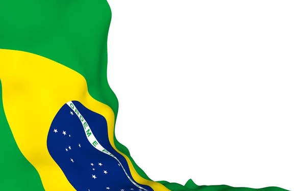 Flagge Brasiliens schwenkend. ordem e progresso. Ordnung und Fortschritt. Rio de Janeiro. Südamerika. Staatssymbol. 3D-Illustration — Stockfoto