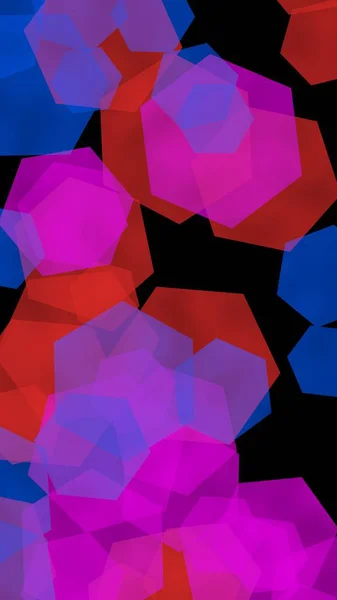 Multicolored translucent hexagons on dark background. Vertical image orientation. 3D illustration — Stock Photo, Image