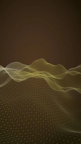 Abstract landscape on a dark background. Cyberspace orange grid. hi tech network. 3D illustration