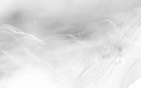 White abstract background. Hi tech network. Cyberspace grid. Outer space. Starry outer space texture. 3D illustration