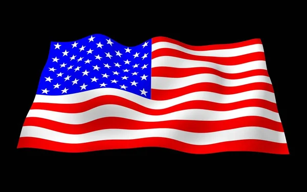 Acenando bandeira dos Estados Unidos da América sobre um fundo escuro. Stars and Stripes. Símbolo estatal dos EUA. Ilustração 3D — Fotografia de Stock