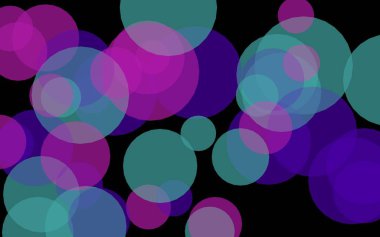 Koyu bir arka plan üzerinde çok renkli yarı saydam daireler. Pembe tonları. 3d illüstrasyon