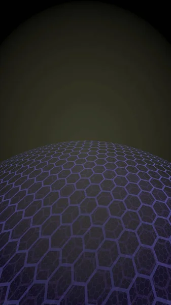 Flerskikts sfär av honeycombs, blå på en svart bakgrund, sociala nätverk, datornätverk, teknik, globalt nätverk. 3D-illustration — Stockfoto