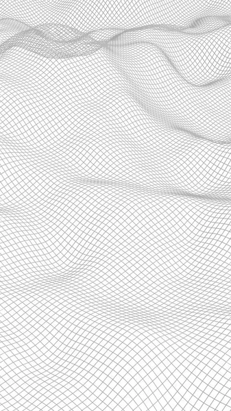 白い背景に抽象的な風景。サイバースペースグリッド。ハイテクネットワーク。3Dイラスト — ストック写真