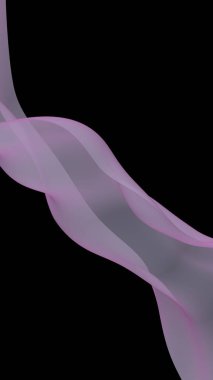 Soyut açık gri dalga. Koyu arka plan üzerinde parlak açık gri şerit. Soyut gri duman. Açık gri atkı. Raster hava arka planı. 3d illüstrasyon