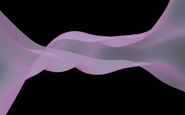 Soyut açık gri dalga. Koyu arka plan üzerinde parlak açık gri şerit. Soyut gri duman. Açık gri atkı. Raster hava arka planı. 3d illüstrasyon