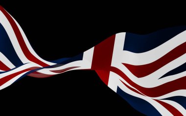 Büyük Britanya bayrağını sallıyor. İngiliz bayrağı. Büyük Britanya ve Kuzey İrlanda Birleşik Krallığı. Birleşik Krallık 'ın sembolü. 3B illüstrasyon