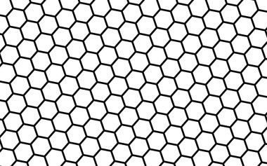 Beyaz arka planda siyah bal peteği. Çokgenin perspektif görüntüsü bal peteğine benziyor. İzometrik geometri. 3B illüstrasyon