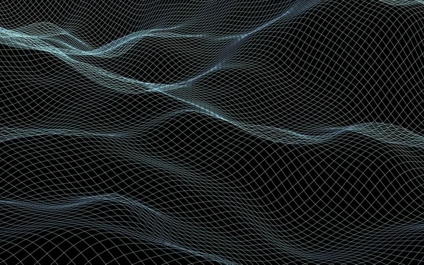 Fondo abstracto del paisaje. Red gris del ciberespacio. red de alta tecnología. Ilustración 3D — Foto de Stock