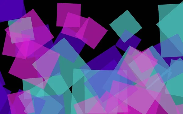 Mehrfarbige transluzente Quadrate auf dunklem Hintergrund. Rosatöne. 3D-Illustration — Stockfoto
