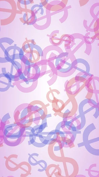Bunte, durchscheinende Dollarzeichen auf weißem Hintergrund. Rottöne. 3D-Illustration — Stockfoto