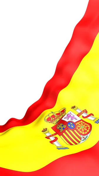 Flaga Hiszpanii. Oficjalny symbol państwa Królestwa Hiszpanii. Koncepcja: strony internetowe, sportowe, kursy językowe, podróże, elementy konstrukcyjne. Ilustracja 3D — Zdjęcie stockowe