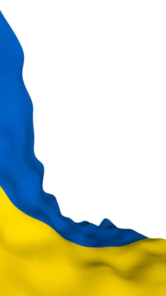 Die Flagge der Ukraine auf weißem Hintergrund. Nationalflagge und Staatsfahne. Blaue und gelbe Zweifarbigkeit. 3D-Illustration schwenkt Flagge — Stockfoto