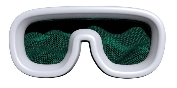 Ilustración de máscara de realidad virtual sobre fondo blanco. Concepto tecnológico de gafas VR. Ilustración 3D — Foto de Stock