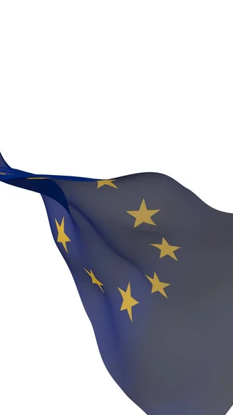Slightly waving flag of the European Union isolated on white background, 3D rendering. Symbol of Europe. 3D illustration — Stock Photo, Image