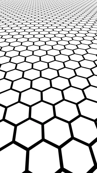Favo de mel preto em um fundo branco. A visão prospectiva do polígono parece favo de mel. Geometria isométrica. Orientação vertical da imagem. Ilustração 3D — Fotografia de Stock