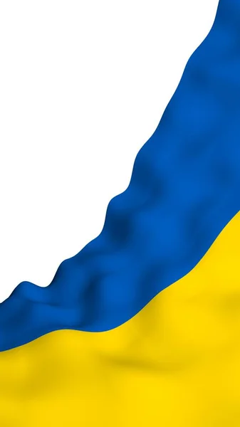 Bandeira da Ucrânia sobre um fundo branco. Bandeira nacional e insígnia estadual. Bicolor azul e amarelo. Ilustração 3D acenando bandeira — Fotografia de Stock