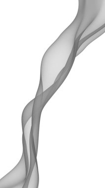 Soyut gri dalga. Raster hava desteği. Beyaz arka planda parlak gri kurdele. Gri eşarp. Soyut gri duman. 3B illüstrasyon