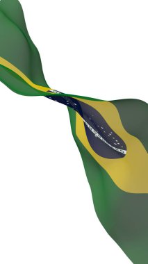 Brezilya bayrağı sallayarak. Ordem e Progresso. Sipariş ve ilerleme. Rio de Janeiro. Güney Amerika. Devlet sembolü. 3D çizim