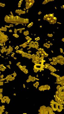 Karanlık bir arka planda dijital para birimi sembolü Bitcoin. Bitcoin düşüşü. Sanal ekranda kripto para birimi grafiği. İş, finans ve teknoloji kavramı. 3B illüstrasyon