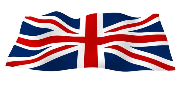 Macha flagą Wielkiej Brytanii. Flagi brytyjskiej. Wielka Brytania z Wielkiej Brytanii i Irlandii Północnej. Symbol stanu w Wielkiej Brytanii. ilustracja 3D — Zdjęcie stockowe