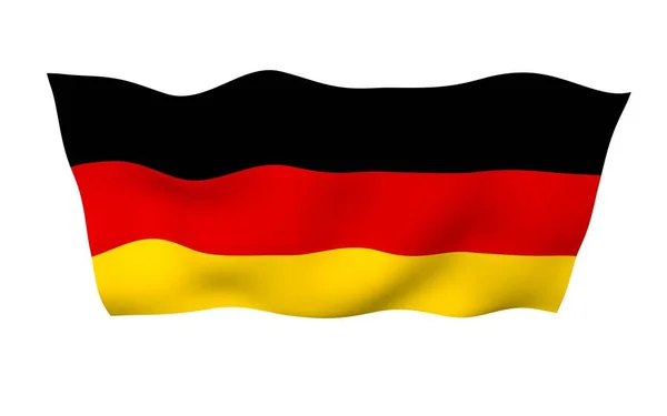 Tysklands flagga. Brett format 3D-illustration. Delstatssymbol för Förbundsrepubliken Tyskland. 3D-rendering — Stockfoto