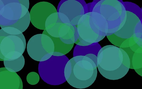 Wielokolorowe przezroczyste okręgi na ciemnym tle. Zielone odcienie. ilustracja 3D — Zdjęcie stockowe