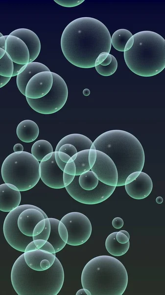 Burbujas de malla verde oscuro. Fondo de pantalla, textura con burbuja. Ilustración 3D —  Fotos de Stock