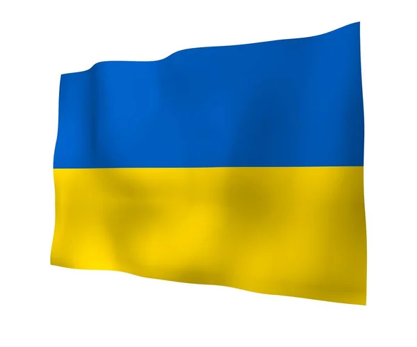 Beyaz arka planda Ukrayna bayrağı. Ulusal bayrak ve eyalet bayrağı. Mavi ve sarı iki renkli. 3 Boyutlu illüstrasyon bayrağı — Stok fotoğraf