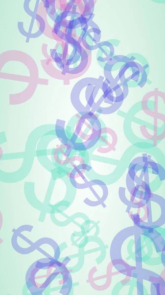 Πολύχρωμα ημιδιαφανή σύμβολα δολαρίου σε λευκό φόντο. 3D απεικόνιση — Φωτογραφία Αρχείου