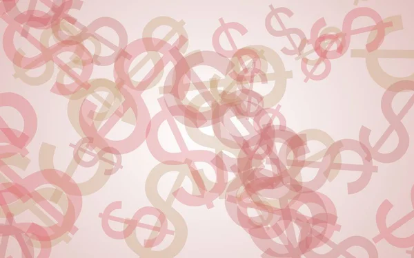 Multicolor sinais dólar translúcido no fundo branco. Tons vermelhos. Ilustração 3D — Fotografia de Stock
