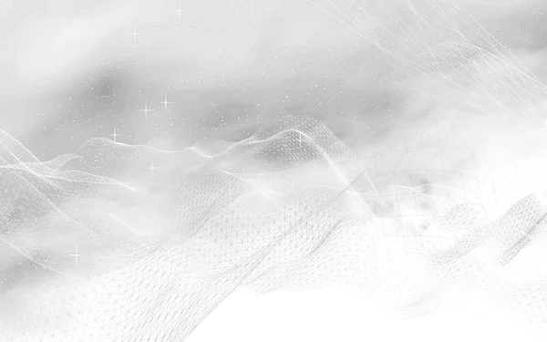 White abstract background. Hi tech network. Cyberspace grid. Outer space. Starry outer space texture. 3D illustration