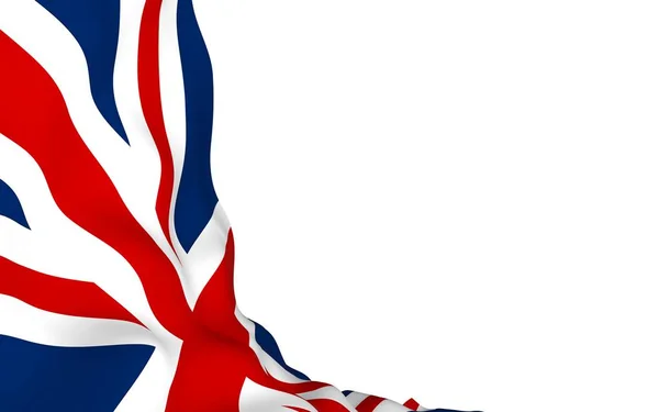 Büyük Britanya bayrağı sallayarak. İngiliz bayrağı. Birleşik Krallık of Büyük Britanya ve Kuzey İrlanda. İngiltere'de devlet sembolü. 3D çizim